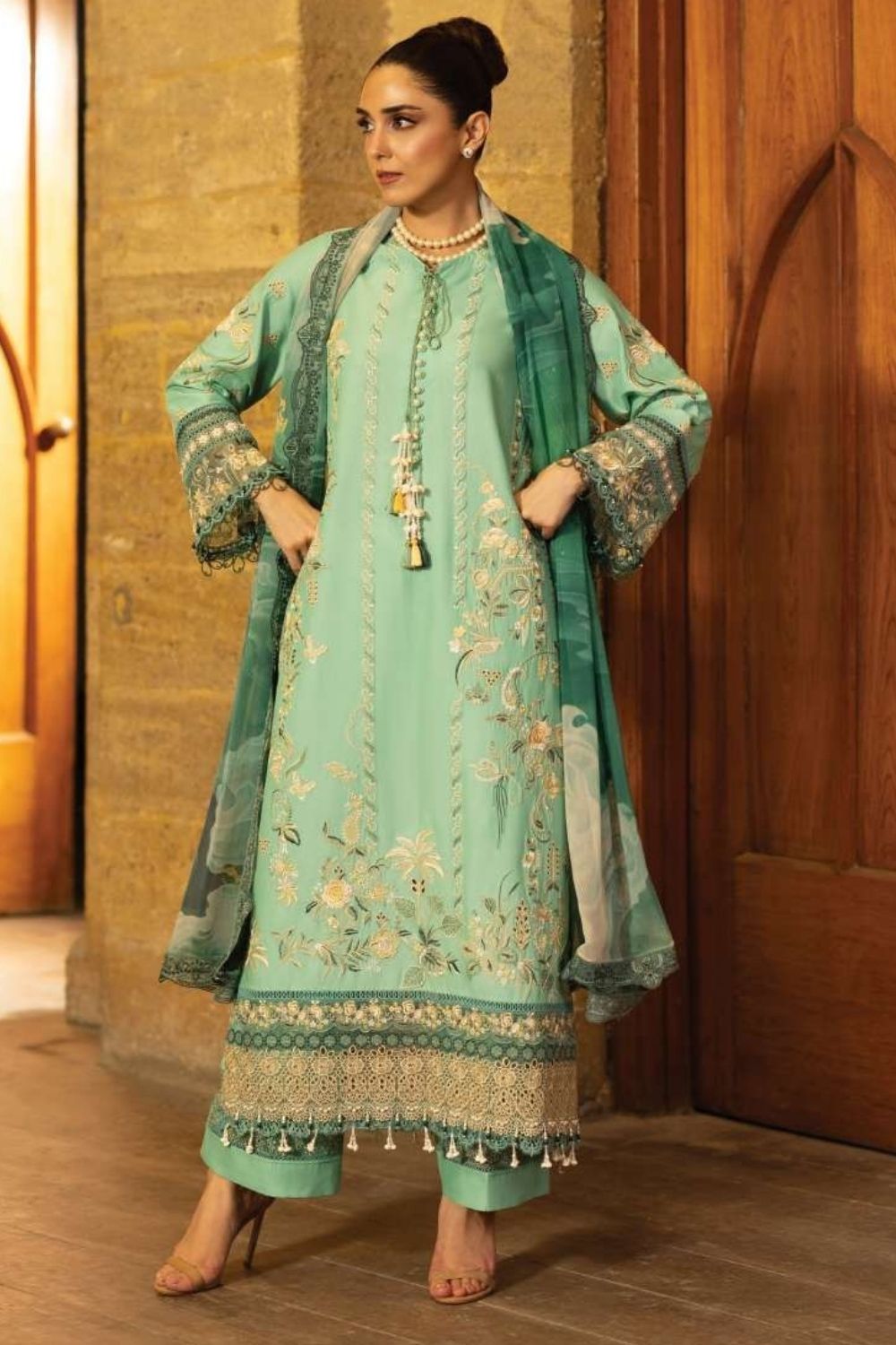 Imrozia | Serene 3 Pc Unstitched Embroidered Lawn Suit  SL-156 Yalina