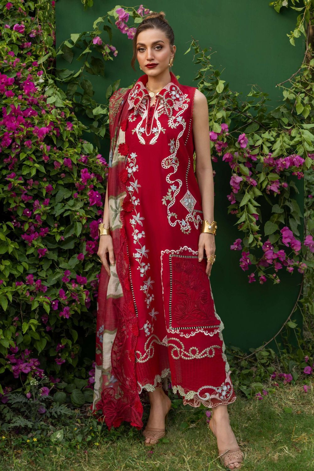 Saira * Shakira Bloom 3Pc Unstitched Embroidered Lawn Suit ELISE 5-B