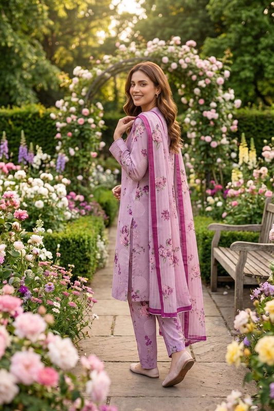 Mushtaq 3Pcs Unstitched Printed Lawn Ansaa Collection Desgin - 6