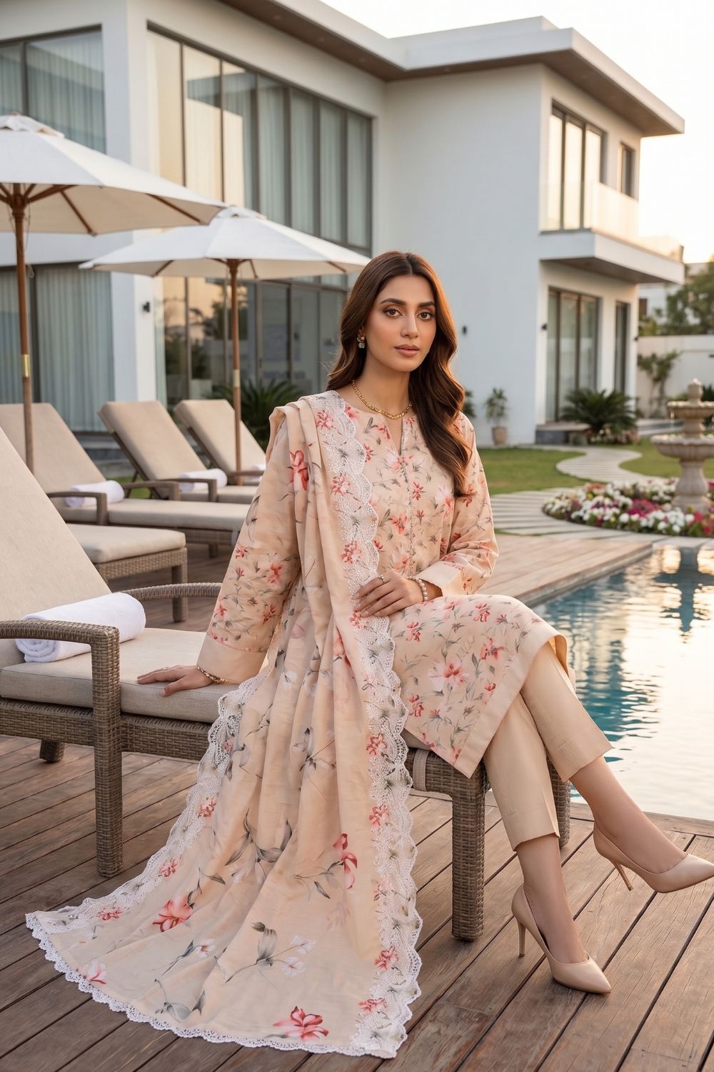 3-Piece Unstitched Printed Lawn Suit with Two-Sided Embroidered Dupatta | Mushtaq Esha Collection – Design 6