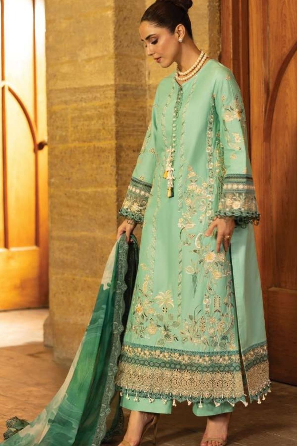 Imrozia | Serene 3 Pc Unstitched Embroidered Lawn Suit  SL-156 Yalina
