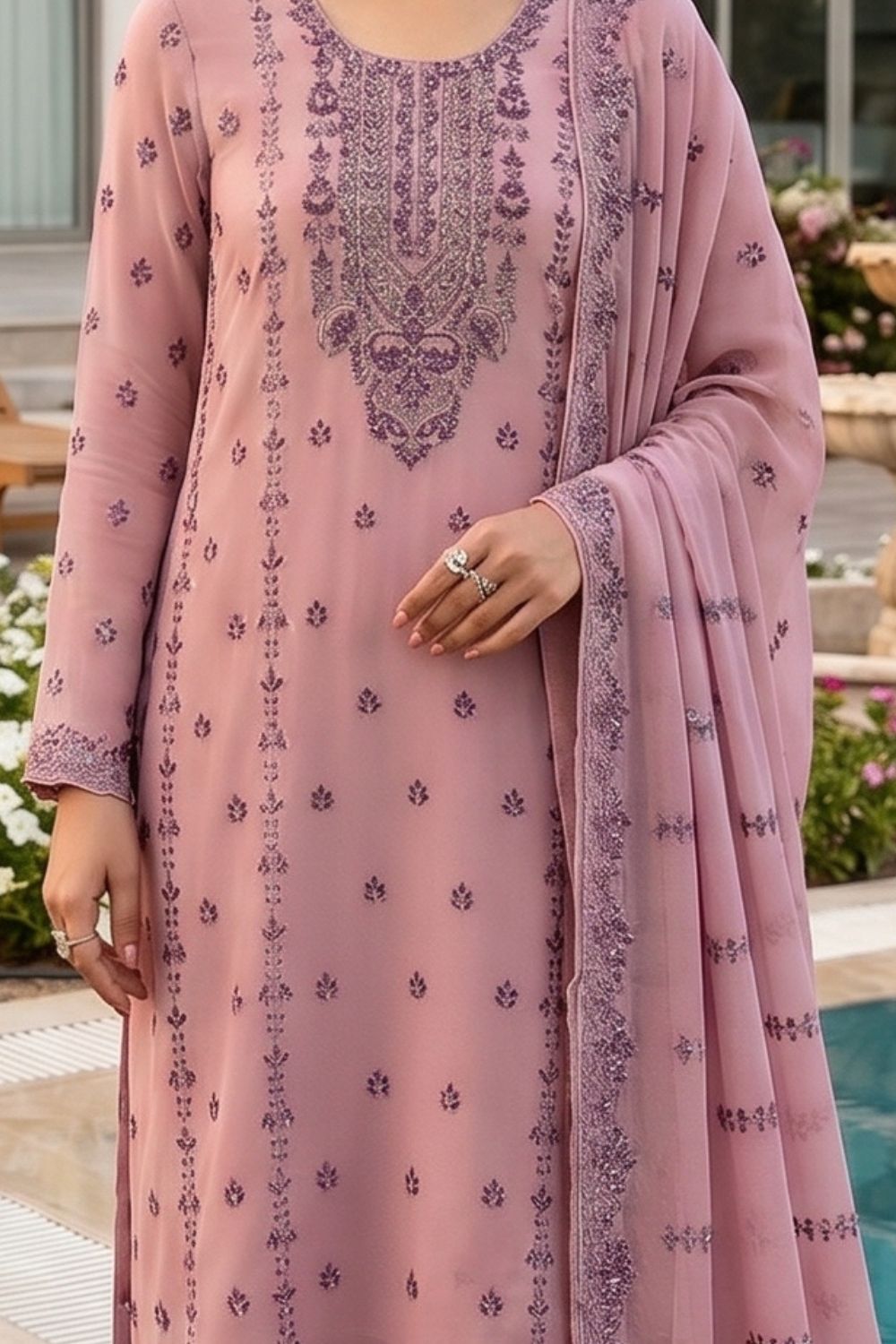 Mushtaq 4PCS Embroidered Chiffon Collection Desgin - 6