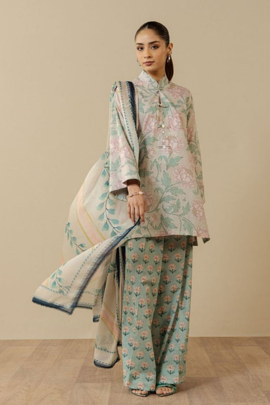 Zara Shahjahan 3 Pc Unstitched  Printed Lawn Suit Mireya-5A