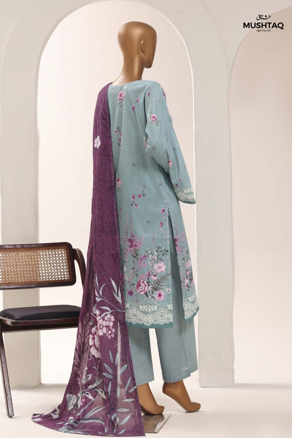 Mushtaq 3Pcs Stitched Printed Lawn Sadabahar Collection Desgin - 9