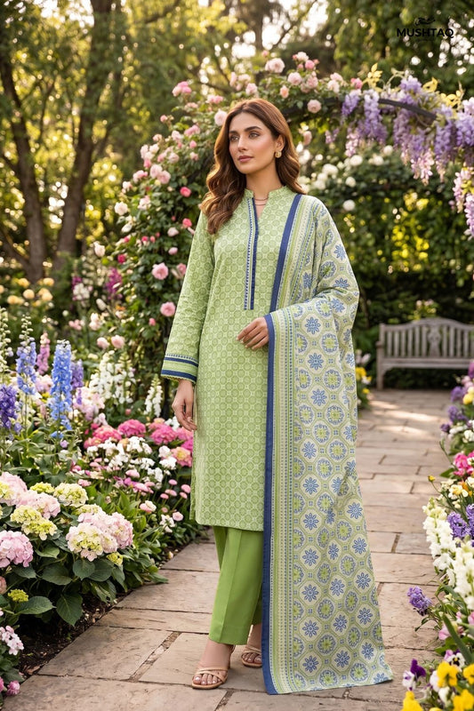 Mushtaq 3Pcs Unstitched Printed Lawn Suit Aiman Collection Desgin - 7