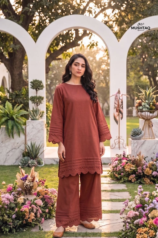 2Pcs Plain Unstitched Soft Cotton Suit Desgin - 10