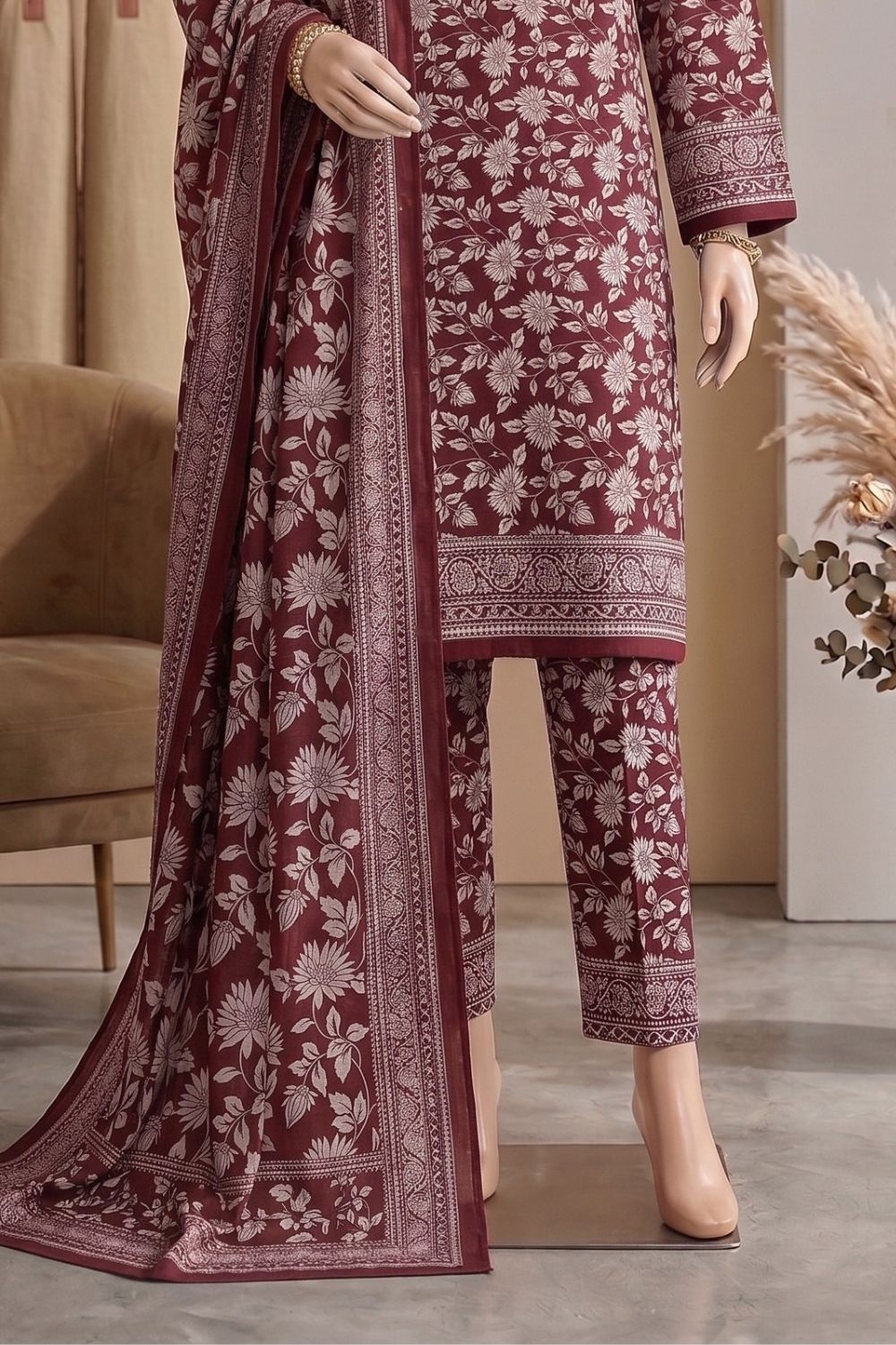 Mushtaq AMBER Collection 3Pcs Unstitched Printed Lawn Desgin - 9
