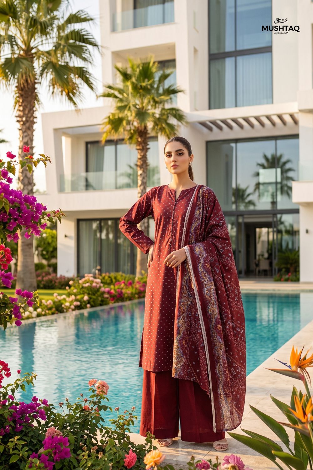 Mushtaq 3Pcs Unstitched Printed Lawn Sapphire Collection Desgin - 7