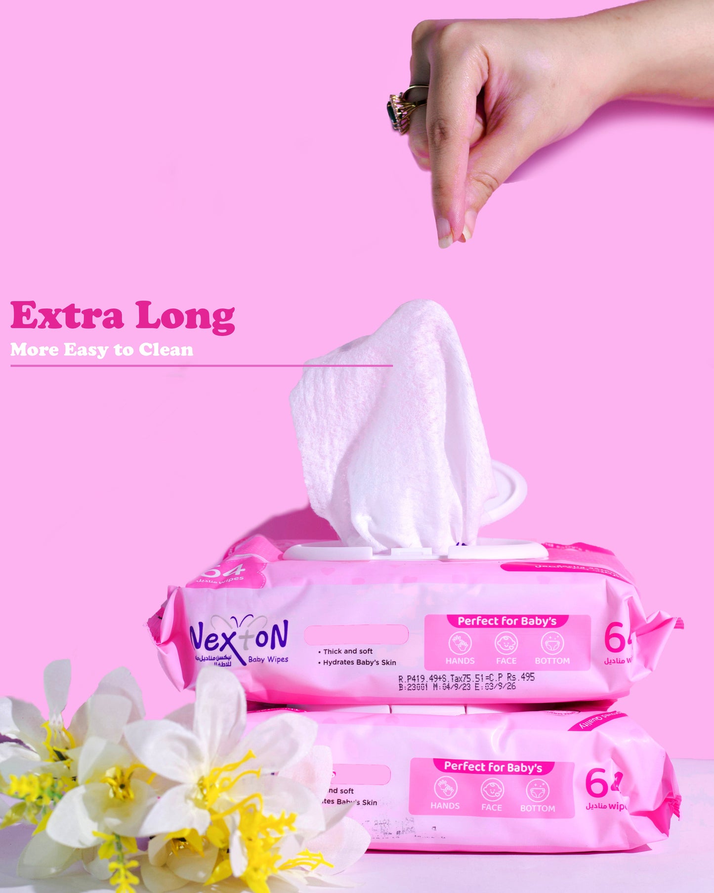 Nexton New Improved Baby Wipes Extra Sensitive 64 pcs pack - NEXTON