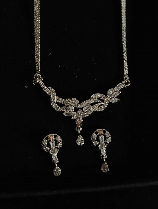Floral-Motif Zircon Half Set