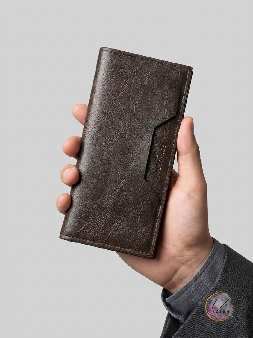 Long Leather Black And Brown Wallet