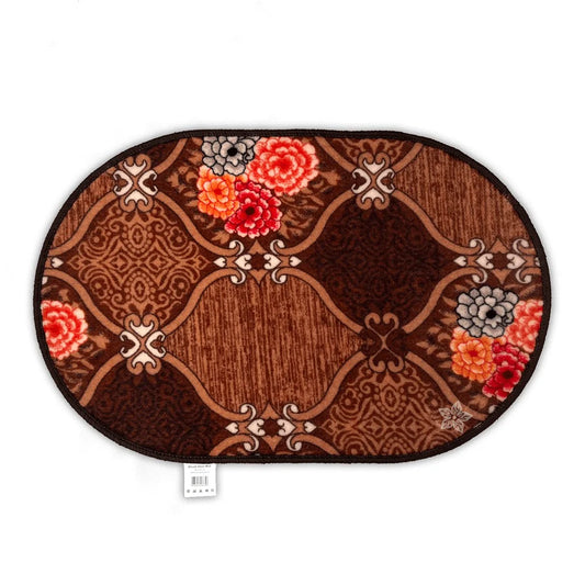 Sajalo Flower Oval Mat - Elegant Floral Design Floor Mat for Living Room Bedroom and Entryway Decor