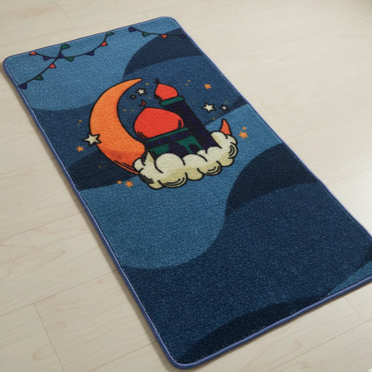 Kids Prayer Mat – Soft & Comfortable Aegean Blue Islamic Mat for Children