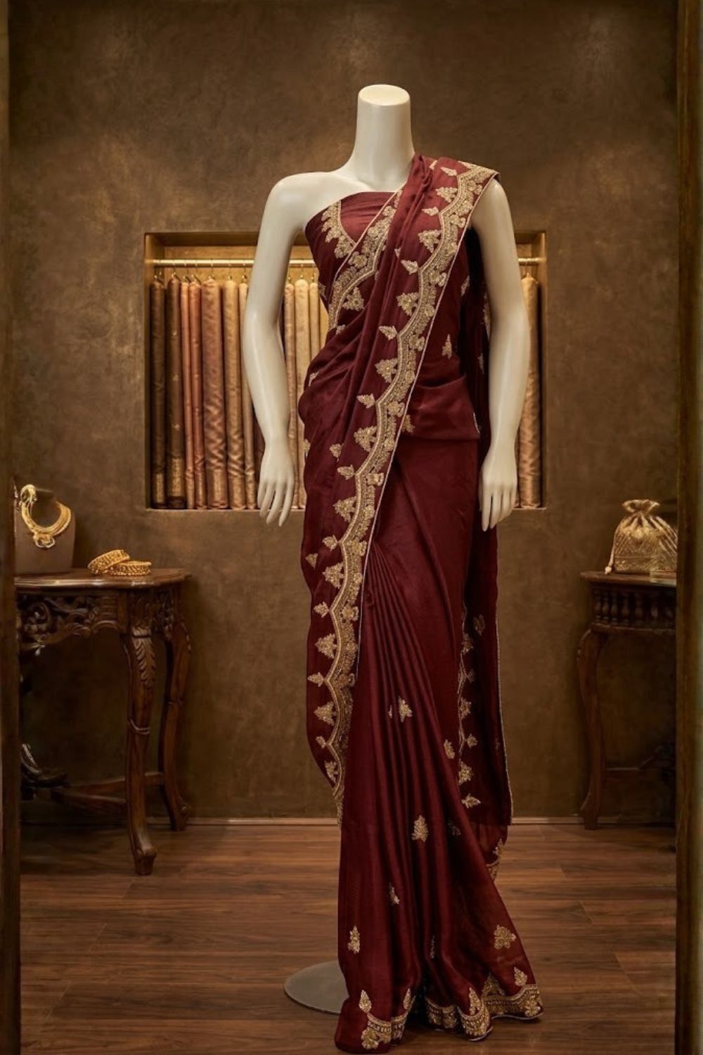 Husn-e-Noor Bridal Wear by MCS Unstitched Handmade Chiffon Silk Saree