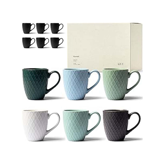 Mugs Pack of 6 – Ceramic Coffee & Tea Cups Set for Home, Office & Gifting