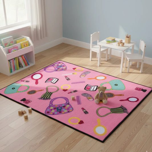 Pink Pullover Kids Rug – Soft & Colorful Educational Carpet for Playroom or Classroom