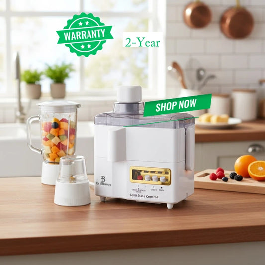 Brilliance Ultimate Juicing Machine BJ 8176  3 in 1 Juicer Blender and Grinder with 500W Motor and Crystal Glass Jars
