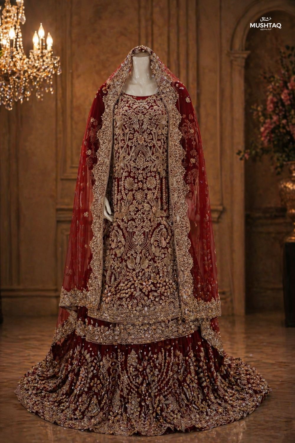 Noor e Barat Bridal Wear by MCS Unstitched Handmade Chiffon Farshi Bridal Wear