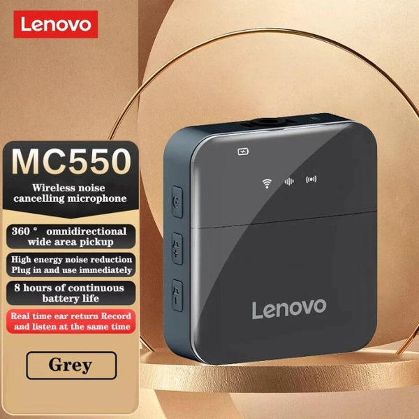 Lenovo Wireless Microphone  Portable Bluetooth Mic for Meetings Recording and Streaming
