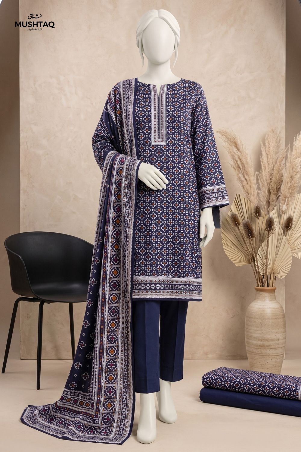 Mushtaq 3Pcs Unstitched Printed Lawn Daneen Collection Desgin - 1