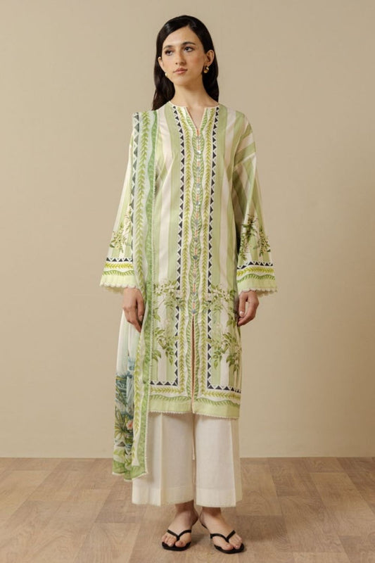 Zara Shahjahan 3 Pc Unstitched  Printed Lawn Suit Nerine-1A