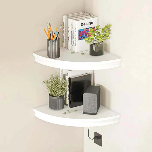 2 Tier Floating Corner Shelf – Wall-Mounted Storage Rack for Bathroom, Kitchen & Living Room