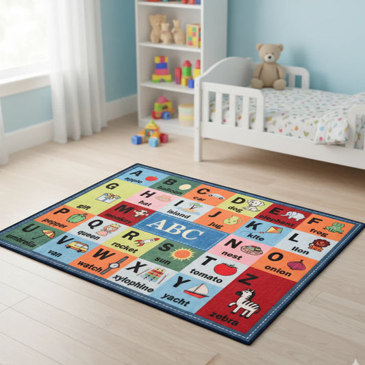 Alphabetic Kids Rug – Colorful Educational Carpet for Learning Letters & Numbers