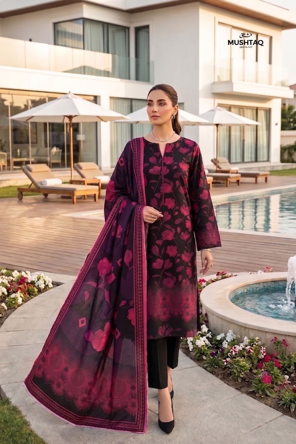 Mushtaq 3Pcs Unstitched Printed Lawn Zayra Collection Desgin - 1