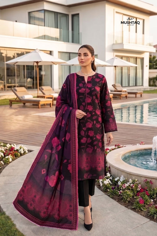 Mushtaq 3Pcs Unstitched Printed Lawn Zayra Collection Desgin - 1