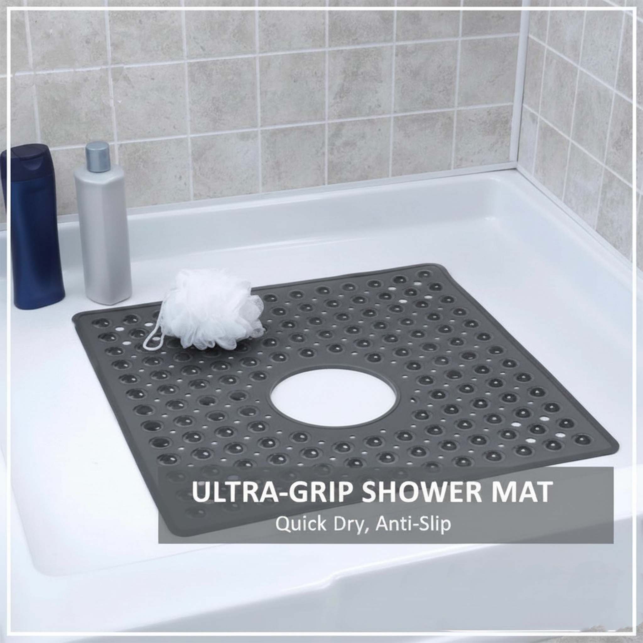 Ultra Grip Anti Slip Shower Mat with Drain Hole