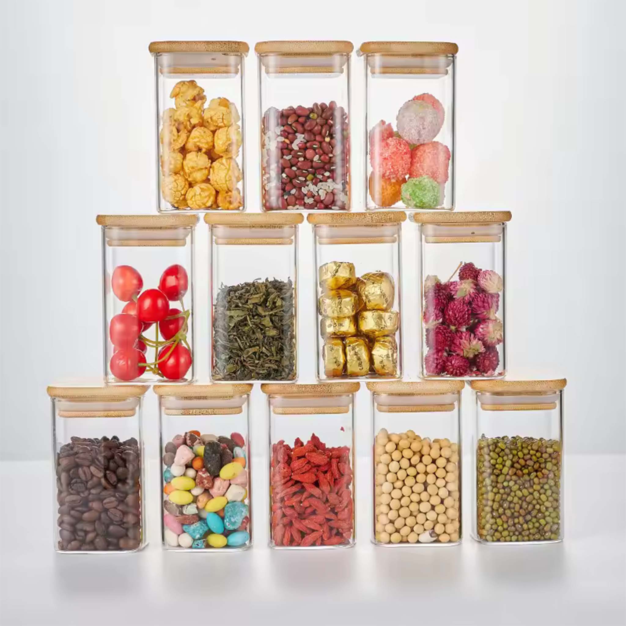 Glass Jar 10 Pcs  Transparent Storage Jars