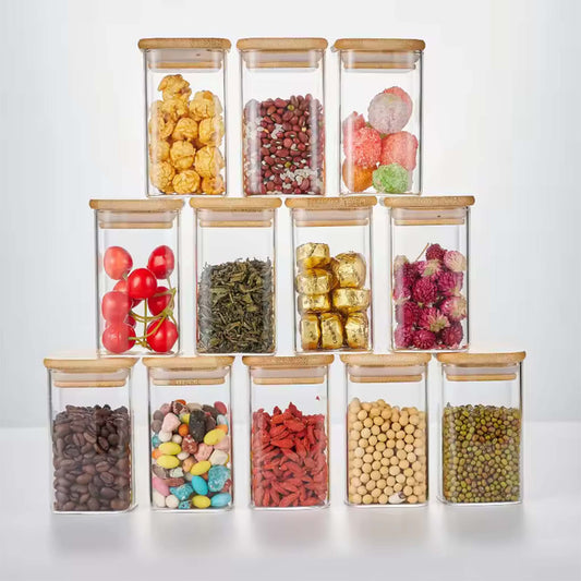 Glass Jar 10 Pcs  Transparent Storage Jars