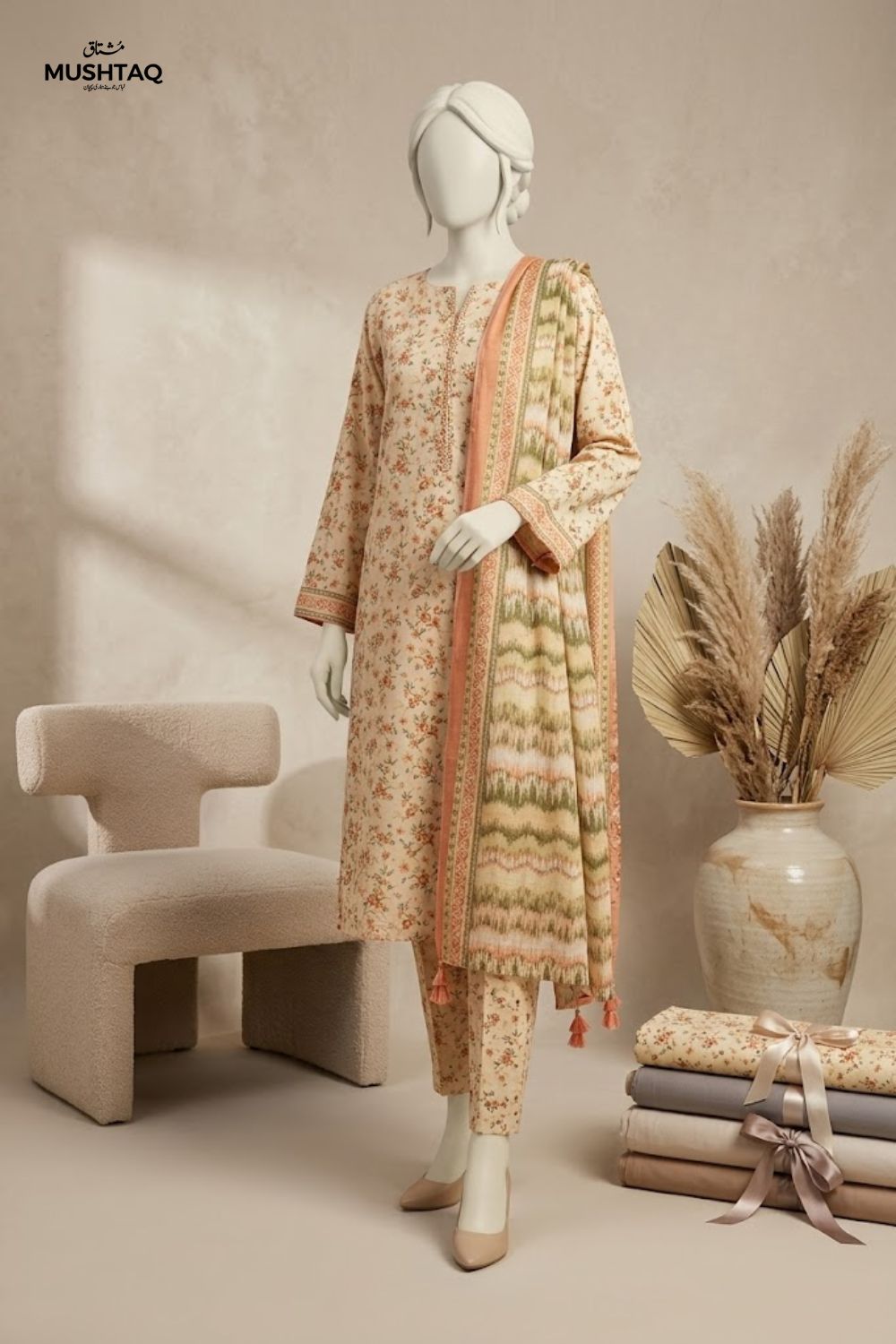 Mushtaq Mahrosh Collection 3Pcs Unstitched Printed Lawn Desgin - 1