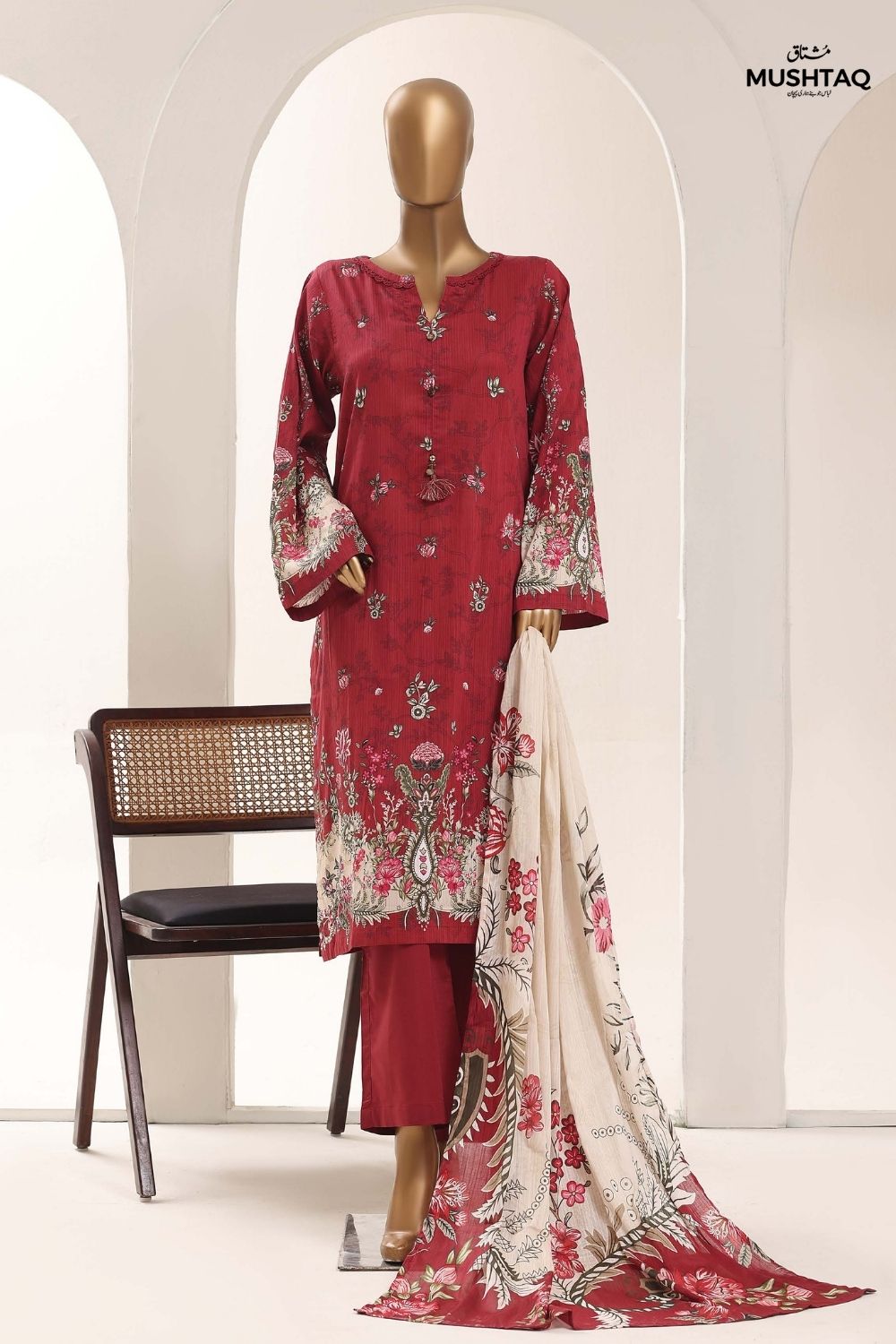 Mushtaq 3Pcs Stitched Printed Lawn Sadabahar Collection Desgin - 1