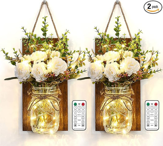 Wall Sconce Mason Jar Decoration Light – Rustic Hanging Wall Lamp