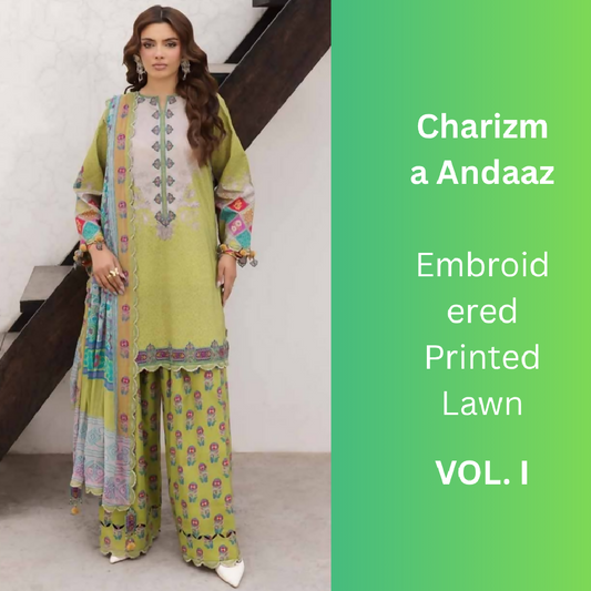 𝐂𝐡𝐚𝐫𝐢𝐳𝐦𝐚 𝐀𝐧𝐝𝐚𝐚𝐳 𝐕𝐨𝐥 𝟏 𝐄𝐦𝐛𝐫𝐨𝐢𝐝𝐞𝐫𝐞𝐝 𝐏𝐫𝐢𝐧𝐭𝐞𝐝 𝐋𝐚𝐰𝐧 𝐒𝐮𝐢𝐭 𝐰𝐢𝐭𝐡 𝐄𝐦𝐛𝐫𝐨𝐢𝐝𝐞𝐫𝐞𝐝 𝐂𝐡𝐢𝐟𝐟𝐨𝐧 𝐃𝐮𝐩𝐚𝐭𝐭𝐚 (𝟑-𝐏𝐢𝐞𝐜𝐞)