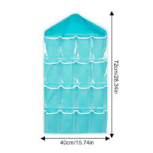 16 Grid Pockets Clear Hanging Bag Socks Bra Underwear Stationery Rack Hanger Storage Saving Space Tidy Organize