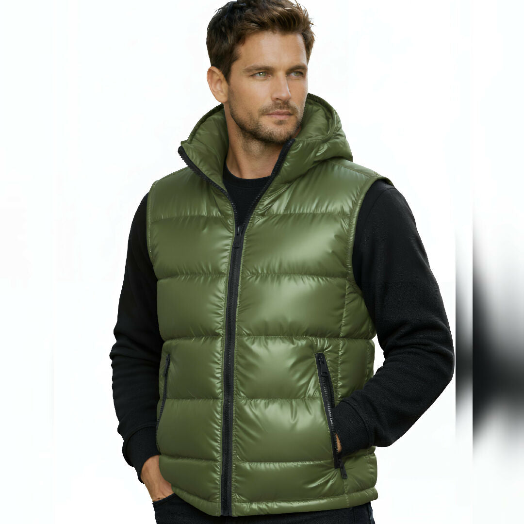 Men Premium Rubber Gold Puffer Jacket with Detachable Hood