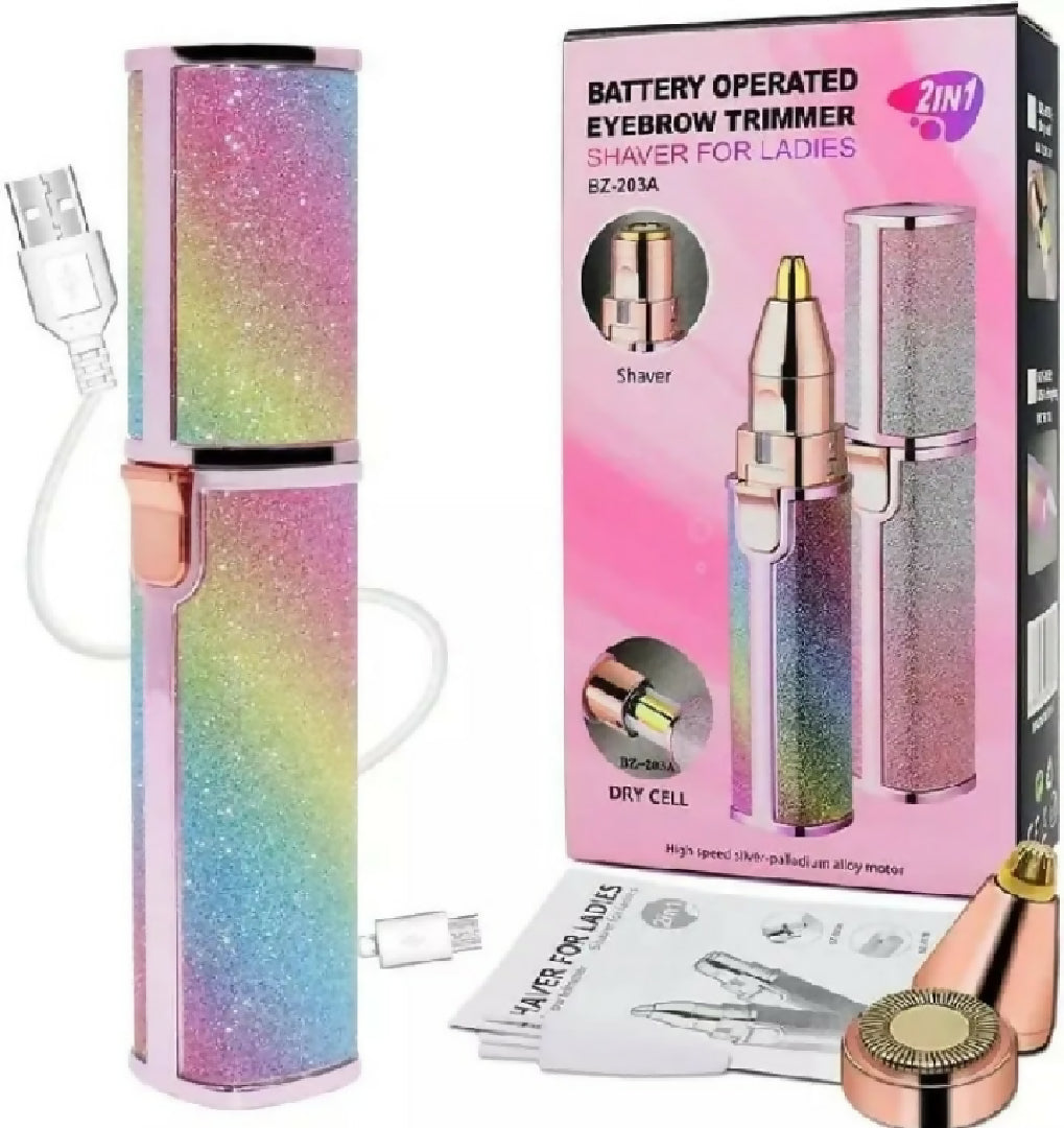 2-in-1 Rechargeable Eyebrow and Facial Hair Trimmer USB Electric Body Face Hair Remover for Women