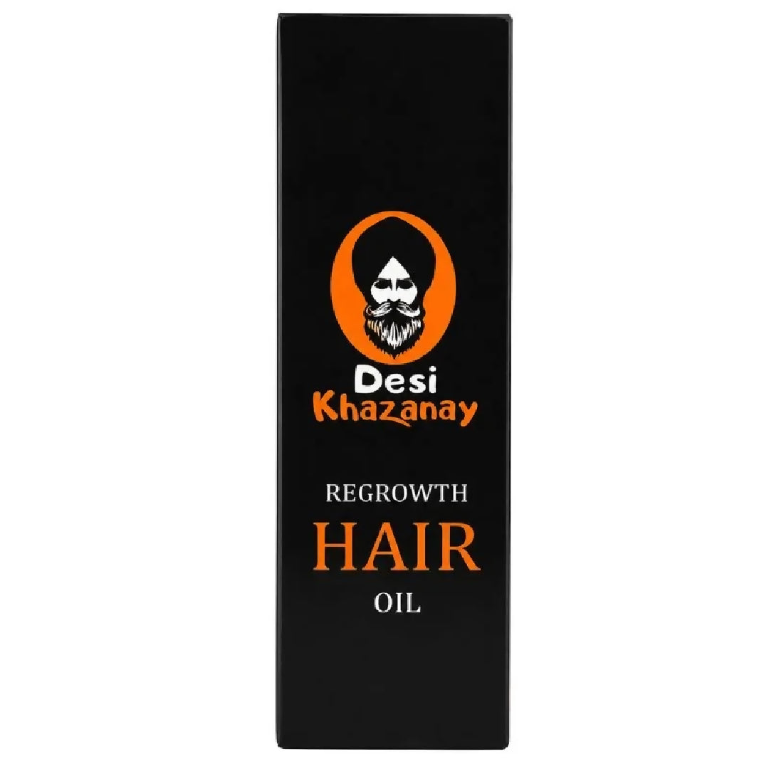 Desi Khazanay Regrowth Hair Oil Herbal Hair Growth Oil with 25 Herbs Cold Pressed Oils Essential Oils Scalp Nourishment Hair Care For Men Women