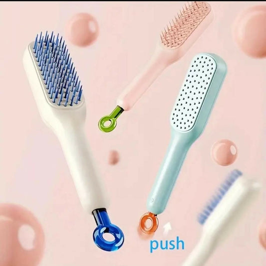 Self Cleaning Magic Hair Brush - One-Click Cleaning Telescopic Hair Comb - Random Color