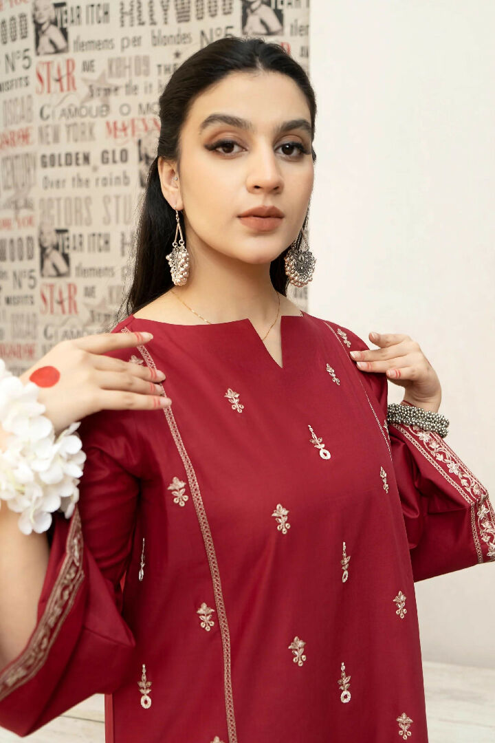 3PC LAWN EMBROIDERED SHIRT WITH MANAAR PRINTED DUPATTA AND EMBROIDERED TROUSER - HZG1595