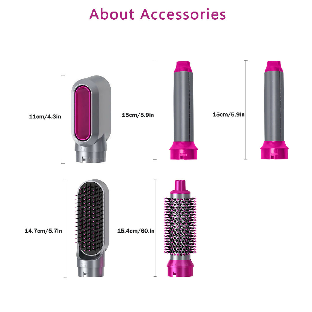 5 in 1 Electric Hair Dryer Brush - Blow Dryer Hair Comb Curling Wand Detachable Brush Kit Negative Ion Straightener Hair Curler - Random Color