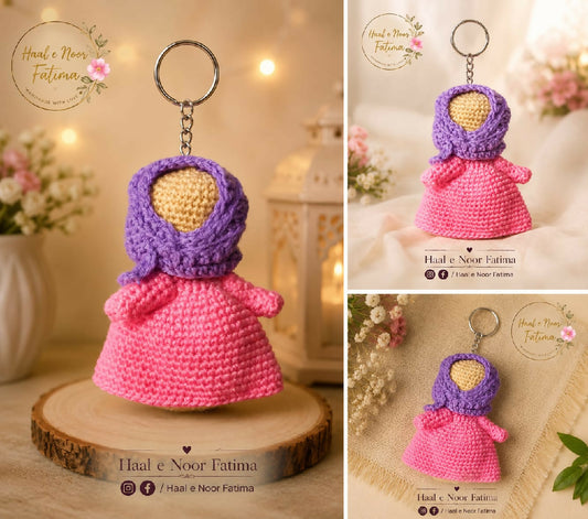 Handmade Crochet Hijabi Doll Keychain Charm gift