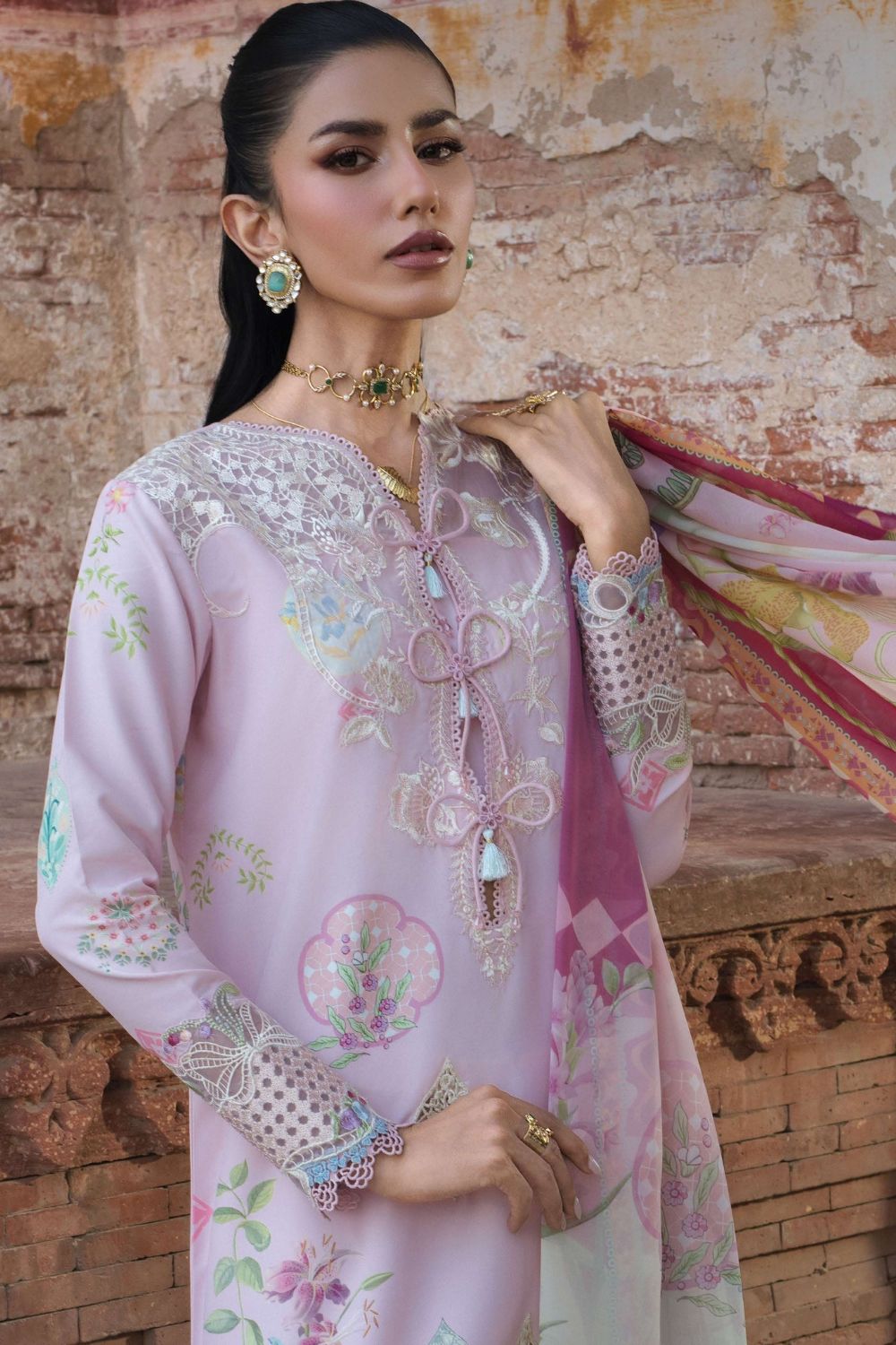 Saira * Shakira Bloom 3Pc Unstitched Embroidered Lawn Suit MAELLE 6-A