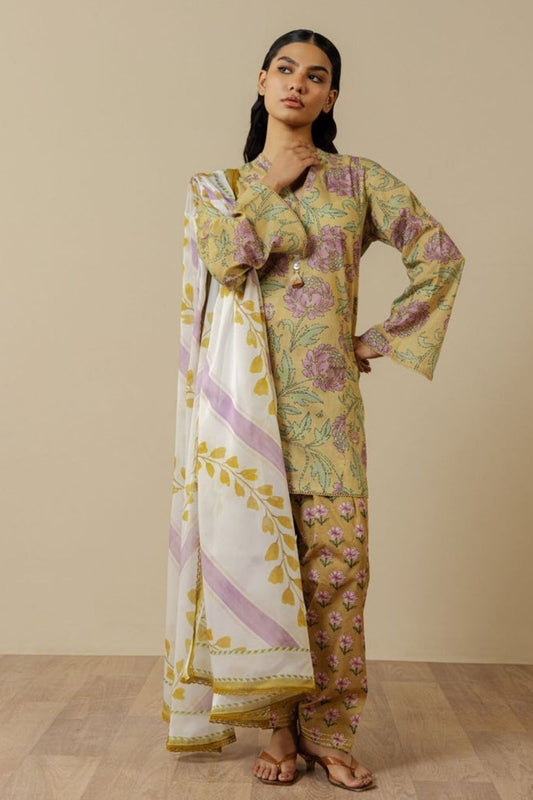 Zara Shahjahan 3 Pc Unstitched  Printed Lawn Suit Mireya-5B