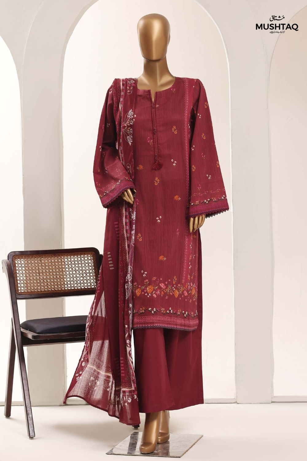 Mushtaq 3Pcs Stitched Printed Lawn Sadabahar Collection Desgin - 11