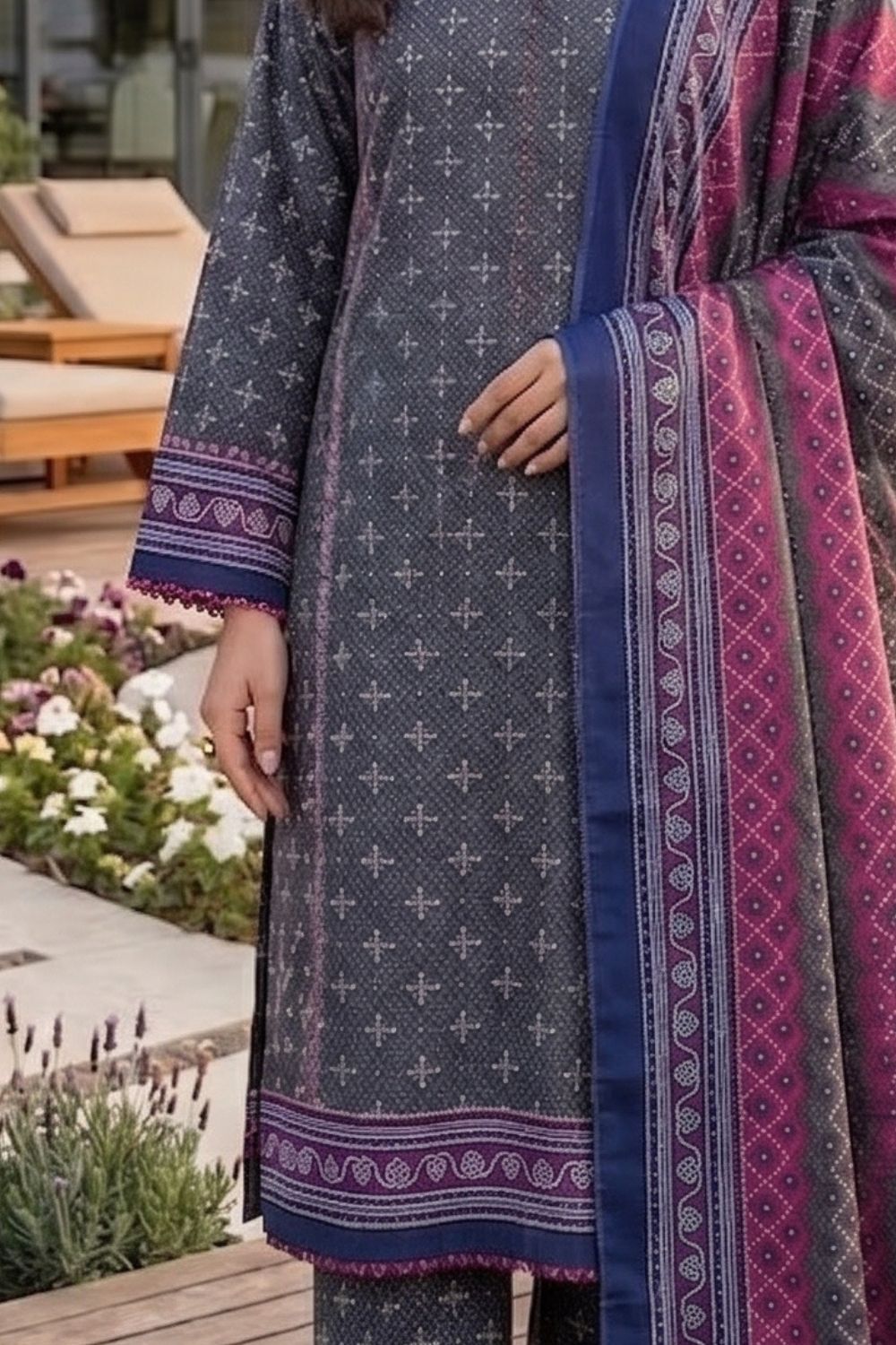 Mushtaq 3Pcs Unstitched Printed Lawn Poshak Collection Desgin - 7