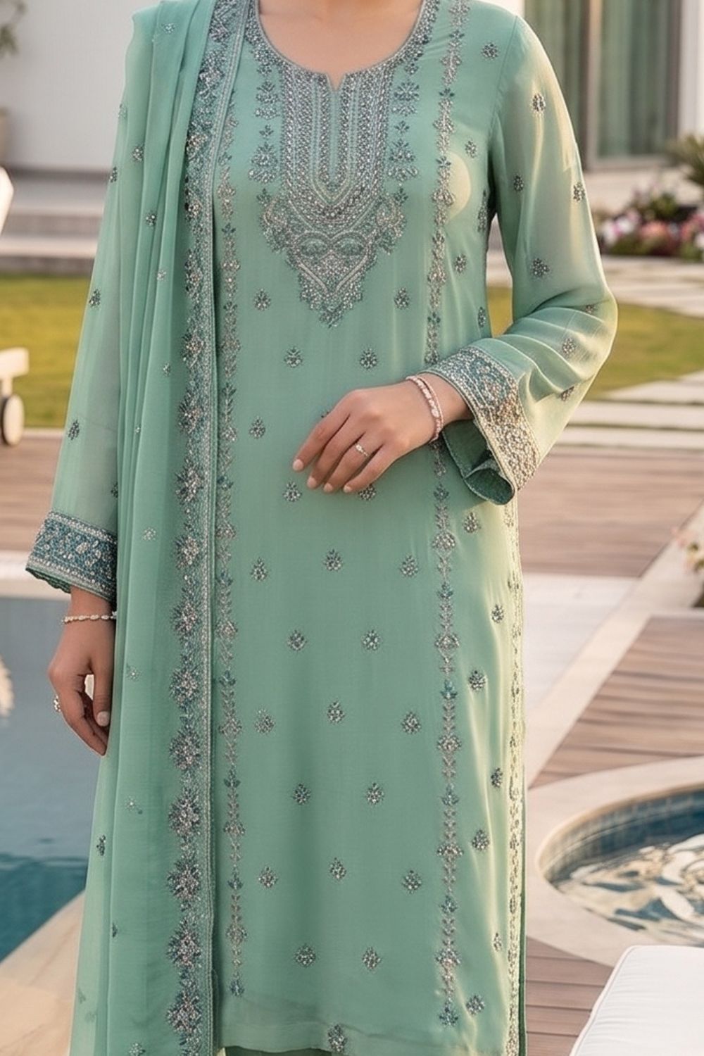 Mushtaq 4PCS Embroidered Chiffon Collection Desgin - 7