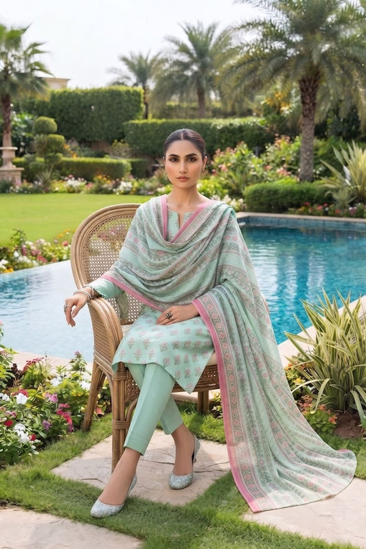 Mushtaq 3Pcs Unstitched Printed Lawn Aizal Collection Desgin - 6